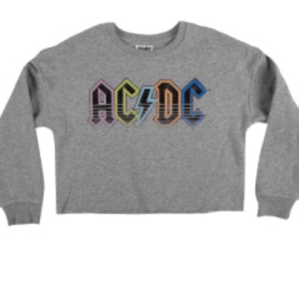 AC⚡️DC cropped gray kids sweater